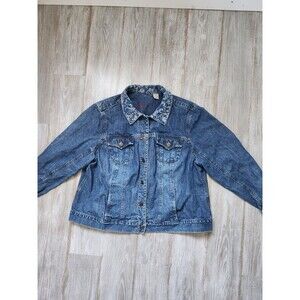CJ Blue Women's Truckers Denim Jean Jacket Dark Wash Button Up Plus Sz 2X EUC